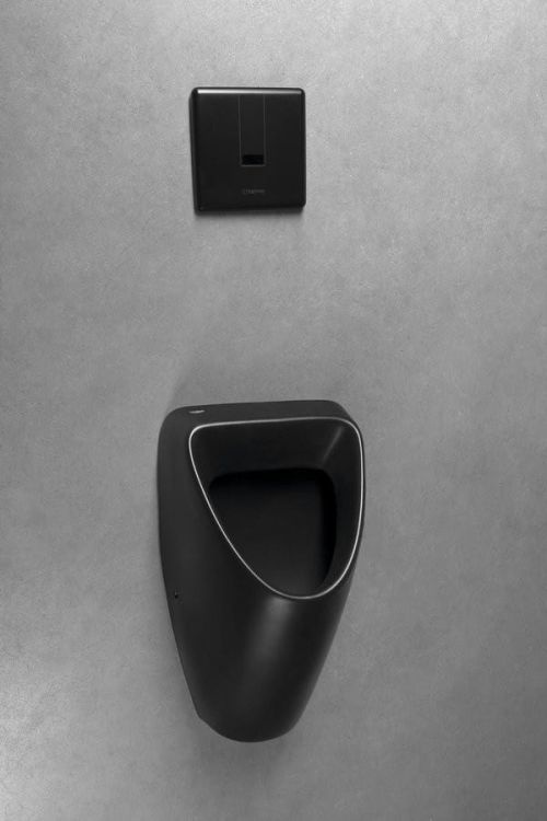 SCHWARN BLACK pisuar ceramiczny, zasilanie tylne, odpływ tylny, czarny
