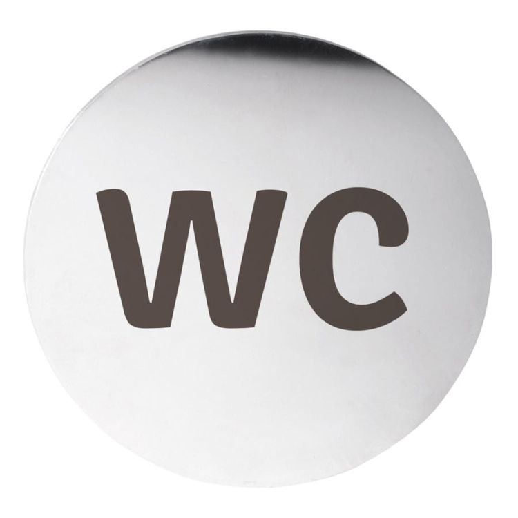WC tabliczka, średnica 75mm, stal nierdzewna szczotkowana