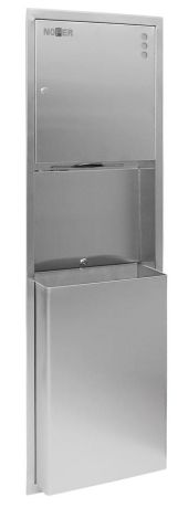 Przejdź do produktu Wbudowany zasobnik na ręczniki papierowe i kosz na śmieci  45l, 365x1375x108mm, stal nierdzewna mat