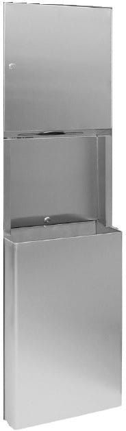 Wbudowany zasobnik na ręczniki papierowe i kosz na śmieci  45l, 438x1371x98 mm, stal nierdzewna