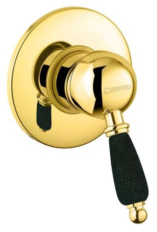 Przejdź do produktu KIRKÉ BLACK bateria prysznicowa podtynkowa, 1 wyjście, uchwyt czarny, złoto