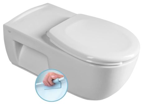 Przejdź do produktu HANDICAP przedłużana misa WC dla niepełnosprawnych, rimless 37x70 cm, biały