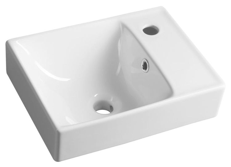 NUALI umywalka ceramiczna 40x30 cm, prawa, biała