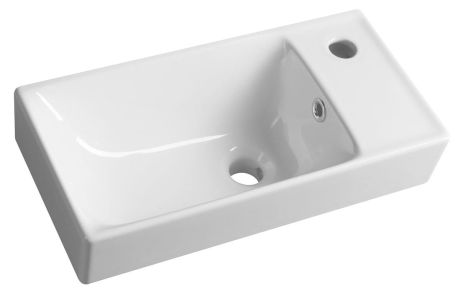 Przejdź do produktu NUALI umywalka ceramiczna 50x25cm, bateria z prawej strony, biała