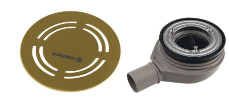 Przejdź do produktu FLEXIA syfon do brodzików, 90mm, DN40, oklagla maskownica złoto mat