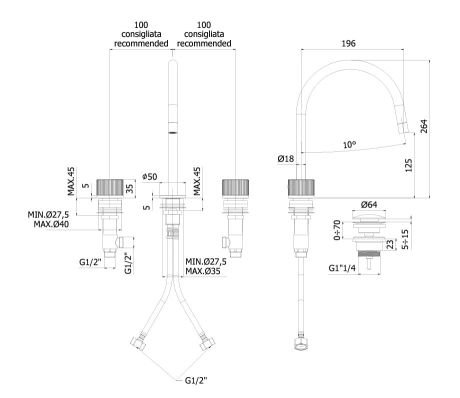 Przejdź do produktu Czarna bateria umywalkowa wylewka 20 cm i 2 pokrętła Paffoni Jo JO052KNO