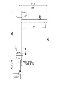 Czarna bateria umywalkowa stojąca 35 cm Paffoni Joker JK081NO