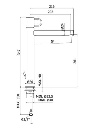 Przejdź do produktu Czarna bateria umywalkowa stojąca 35 cm Paffoni Jo-Joker JO081NO