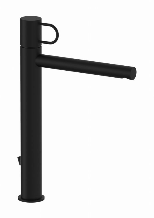 Czarna bateria umywalkowa wysoka 35 cm z korkiem klik-klak Paffoni Joker JK081KNO