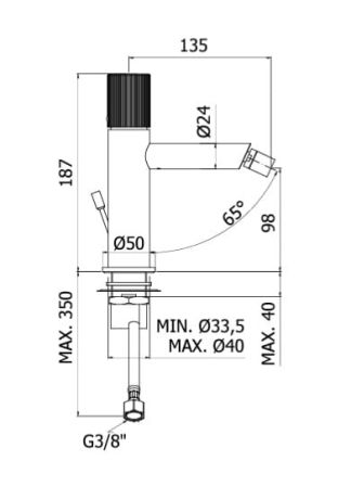 Przejdź do produktu Czarna bateria bidetowa stojąca 19 cm bez korka Paffoni Jo JO131NO