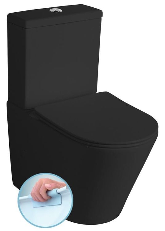 PACO RIMLESS WC kompakt, odpływ pionowy/poziomy, czarny