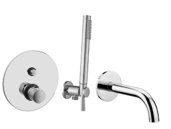 Zestaw natryskowy podtynkowy z wylewką, słuchawką prysznicową i baterią 2-drożną podtynkową i słuchawką prysznicową Paffoni Jo-Joker JO015ZWWCR chrom
