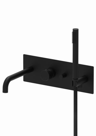 Przejdź do produktu Bateria wannowa podtynkowa zespolona czarny mat z wylewką i słuchawką prysznicową  Paffoni Jo-Joker JO001NO