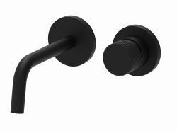Czarna bateria umywalkowa podtynkowa zintegrowana wylewka 18 cm z pokrętłem Paffoni Jo JK105NO70