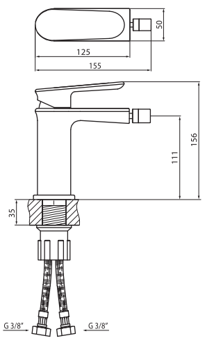 Bateria bidetowa jednootworowa chrom Vedo Otto VBO8002 