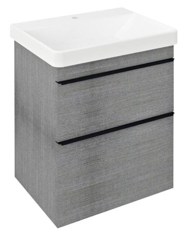 Przejdź do produktu SITIA szafka umywalkowa 56,4x70x44,2cm, 2 szuflady, dąb srebrny