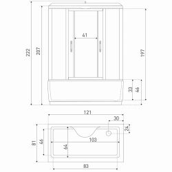 Kabina hydromasażowa 121x81x222 cm z głębokim brodzikiem w komplecie Kerra XL 120 czarny