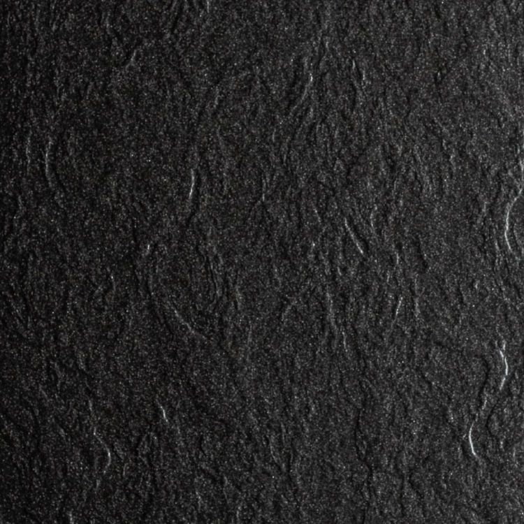 Czarny brodzik pięciokątny 90x90x15 cm ze zintegrowaną obudową Kerra Prato 90 BL  - struktura kamienia