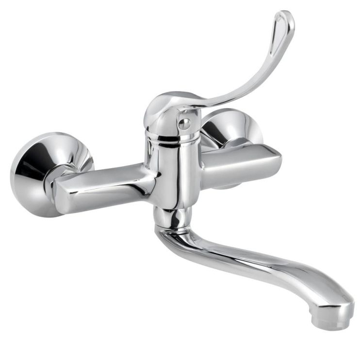 BARON bateria kuchenna ścienna, rozstaw 150mm, Dźwignia medyczna, chrom
