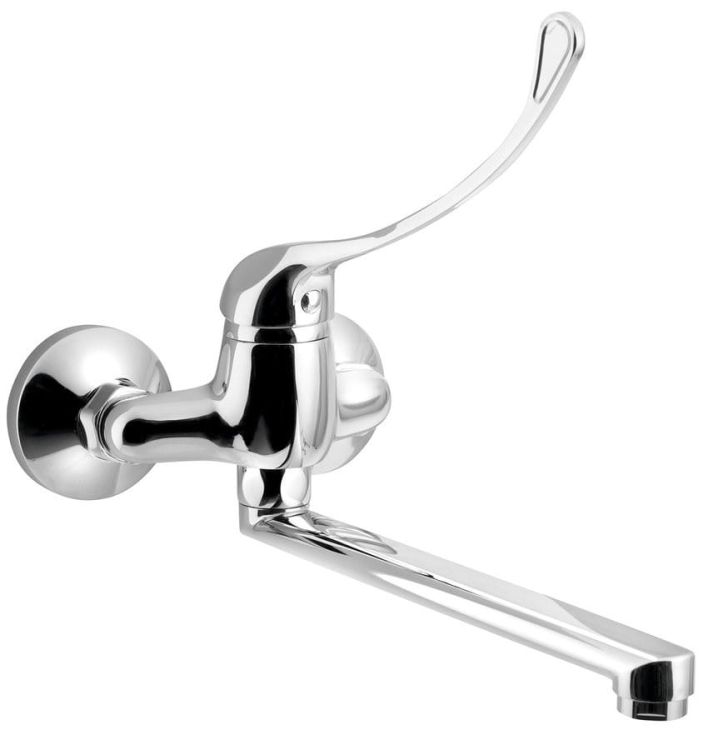 AQUALINE 35 bateria ścienna, dźwignia medyczna, wylewka prosta, 220 mm, chrom