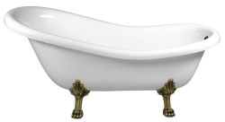RETRO wanna wolnostojąca 147x69,5x67,5cm, nogi brąz, biała