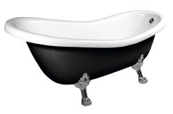 RETRO wanna wolnostojąca 147x69,5x67,5cm, nogi chrom mat, czarno/biała (RAL9005)