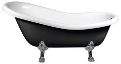 RETRO wanna wolnostojąca 147x69,5x67,5cm, nogi chrom mat, czarno/biała (RAL9005)