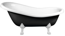RETRO wanna wolnostojąca 147x69,5x67,5cm, nogi białe, czarno/biała (RAL9005)