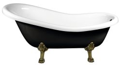 RETRO wanna wolnostojąca 147x69,5x67,5cm, nogi brąz, czarno/biała (RAL9005)