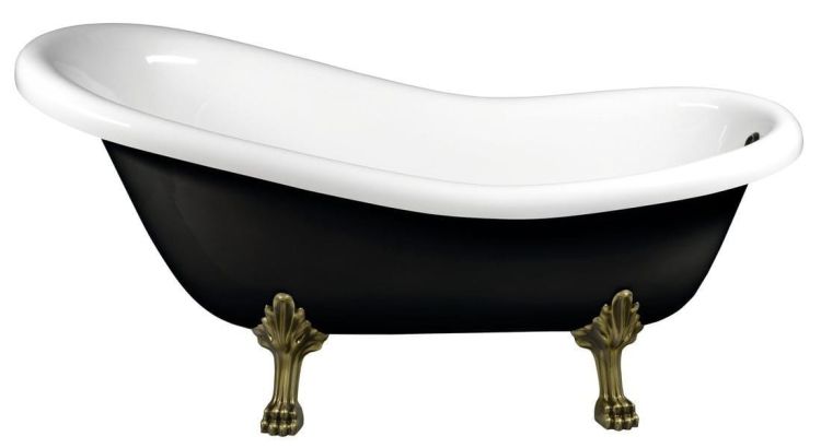 RETRO wanna wolnostojąca 147x69,5x67,5cm, nogi brąz, czarno/biała (RAL9005)