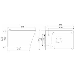 Czarna miska WC wisząca 36x52 cm z deską WC Kerra Tinos BLM