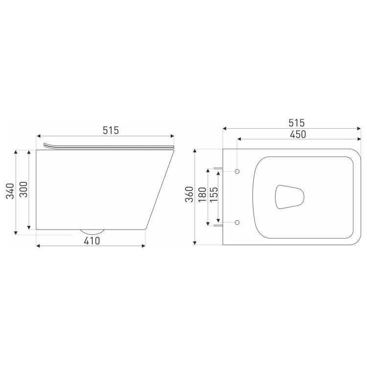 Czarna miska WC wisząca 36x52 cm z deską WC Kerra Tinos BLM