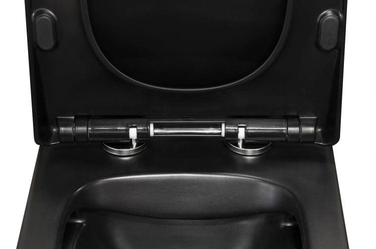 Czarna miska WC wisząca 36x52 cm z deską WC Kerra Tinos BLM