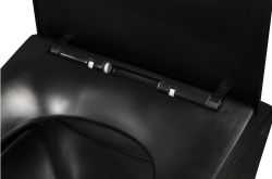 Czarna miska WC wisząca 36x52 cm z deską WC Kerra Tinos BLM