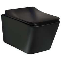 Czarna miska WC wisząca 36x52 cm z deską WC Kerra Tinos BLM