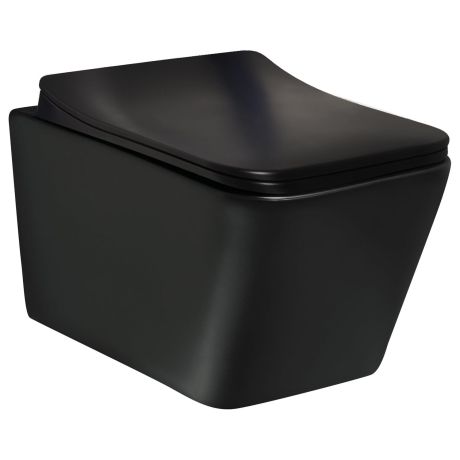 Przejdź do produktu Czarna miska WC wisząca 36x52 cm z deską WC Kerra Tinos BLM