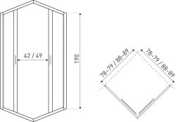 Kabina natryskowa kwadratowa 80x80 cm z czarnymi profilami i grafitowym szkłem Kerra Tiara SQ 80