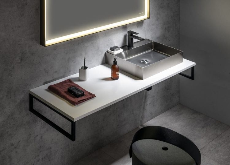 PLATO blat Rockstone 1000x24x500mm, biały mat