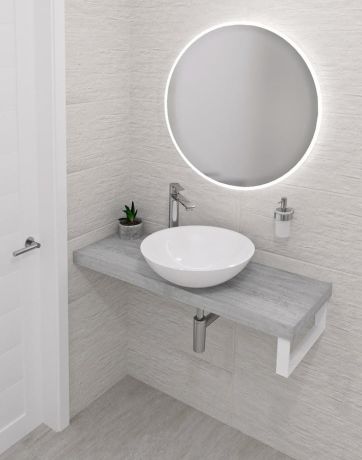 Przejdź do produktu AVICE blat pod umywalkę 120x36cm, grubość 5cm, dąb starobiały