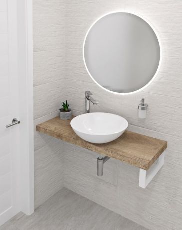 Przejdź do produktu AVICE blat pod umywalkę 160x36cm, grubość 5cm, dąb Rover