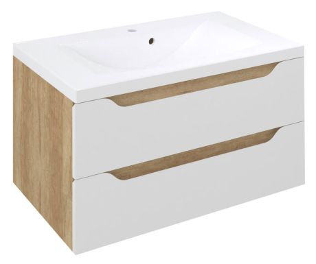Przejdź do produktu WAVE szafka umywalkowa 79,7x45x47,8cm, biała/dąb Alabama