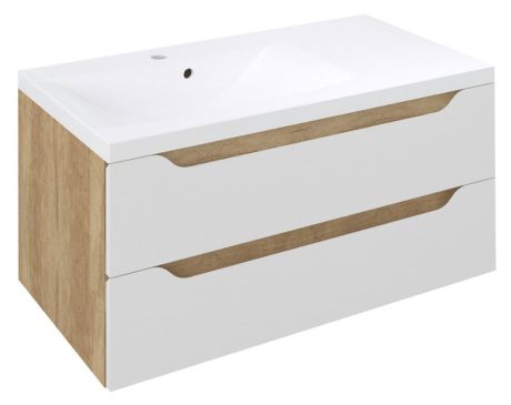 Przejdź do produktu WAVE szafka umywalkowa 89,7x45x47,8cm, lewa, biała/dąb Alabama