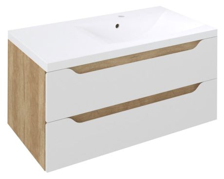 Przejdź do produktu WAVE szafka umywalkowa 89,7x45x47,8cm, prawa, biała/dąb Alabama