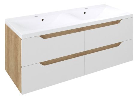 Przejdź do produktu WAVE szafka umywalkowa 119,7x50x47,8cm, biała/dąb Alabama