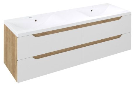 Przejdź do produktu WAVE szafka umywalkowa 149,7x50x47,8cm, biała/dąb Alabama