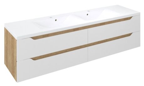 Przejdź do produktu WAVE szafka umywalkowa 179,7x50x47,8cm, biała/dąb Alabama