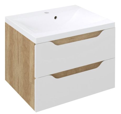 Przejdź do produktu WAVE szafka umywalkowa 60x65x47,8cm, biała/dąb Alabama