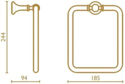 Akcesoria łazienkowe wieszak kwadratowy B&A seria Regency RE 213 rysunek techniczny