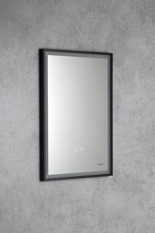 SORT lustro z oświetleniem LED 47x70cm, czujnik, folia przeciwmgielna, 3000-6500°K, czarny mat