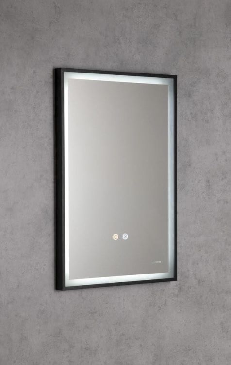 SORT lustro z oświetleniem LED 47x70cm, czujnik, folia przeciwmgielna, 3000-6500°K, czarny mat